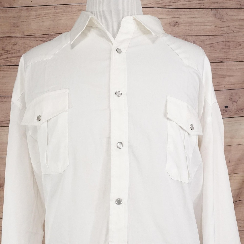 New! Coevals Club Shirt Mens 4XL White Long Sleeve Pearl Snap Button-Up Western